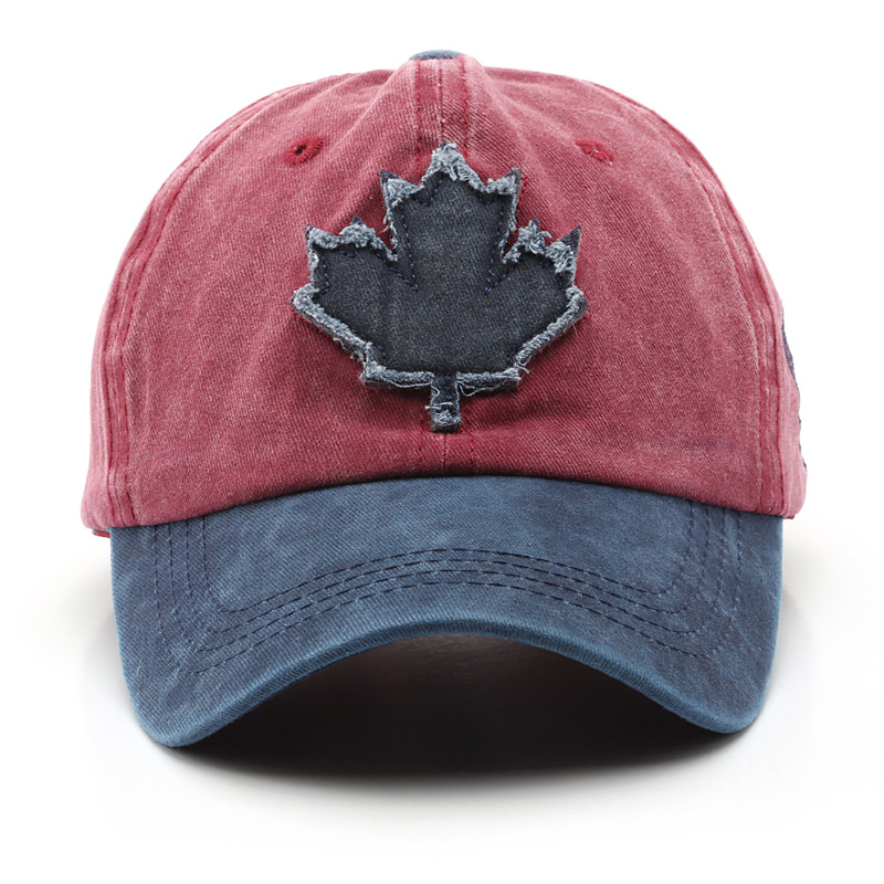 Berretto da baseball con ricamo grande foglia d'acero canadese Donna Uomo Berretti da baseball in cotone lavato unisex vintage Cappelli da pesca per sport all'aria aperta