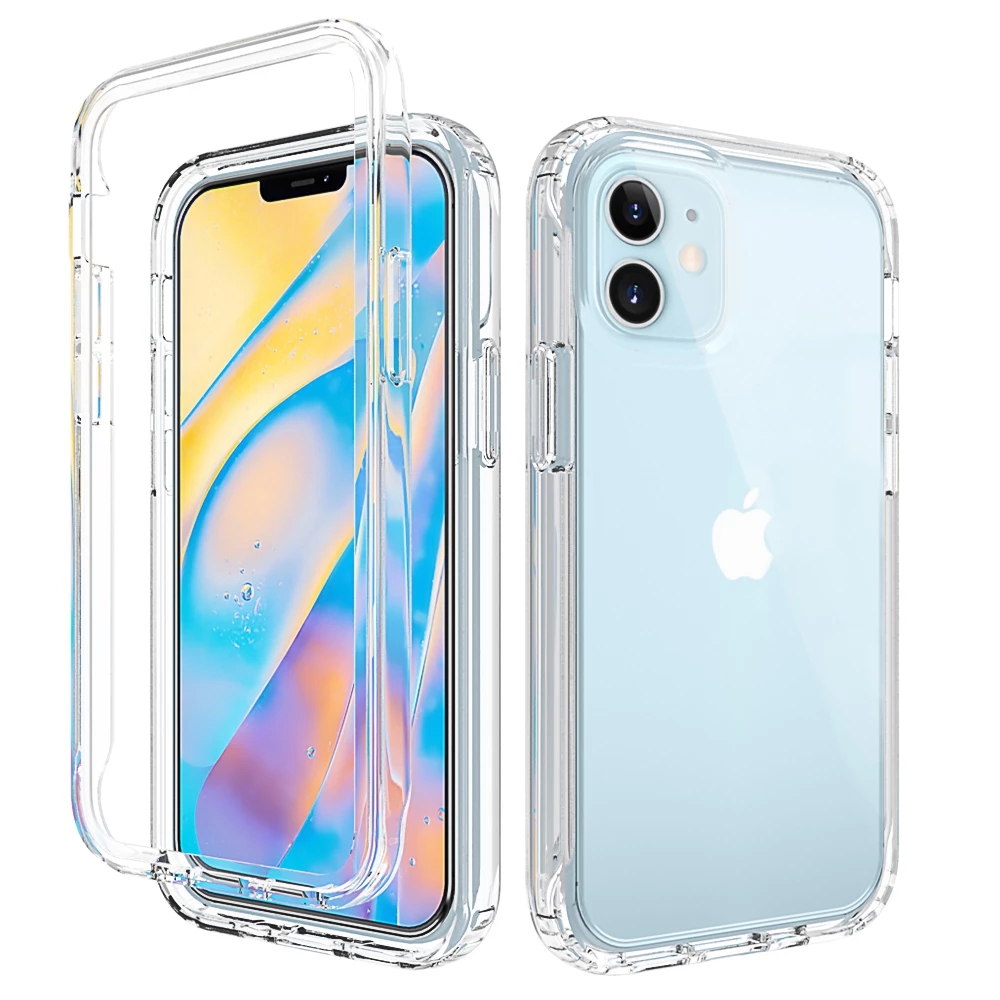 Coque arrière transparente de Protection antichoc en Silicone 2 en 1, étui pour iPhone 16 15 13 12 11 14 Pro Max XR XS MAX X SE 6 7 8 Plus