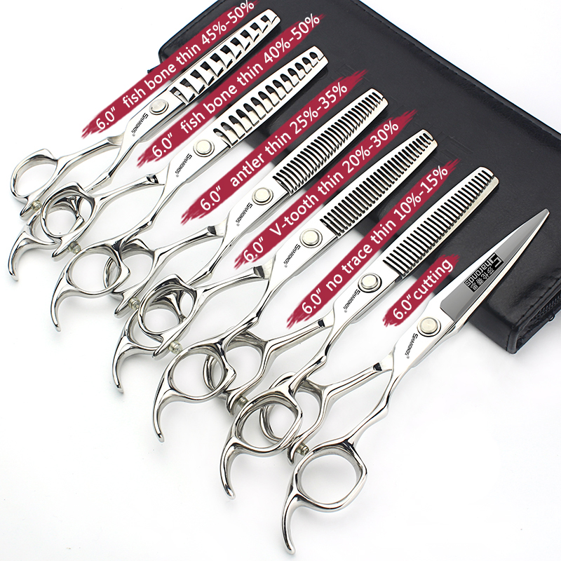 Tijeras de peluquero profesionales de 6 pulgadas Japón 440c tijeras de peluquería de acero inoxidable de alta calidad juego de corte de pelo para el hogar