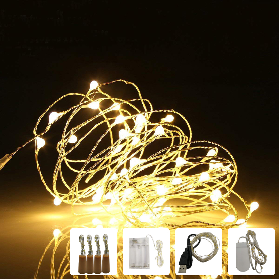 Guirlande lumineuse LED 1m 2m 3m 5m 10m guirlande lumineuse maison noël décoration de fête de mariage alimenté par batterie AA/USB guirlande lumineuse
