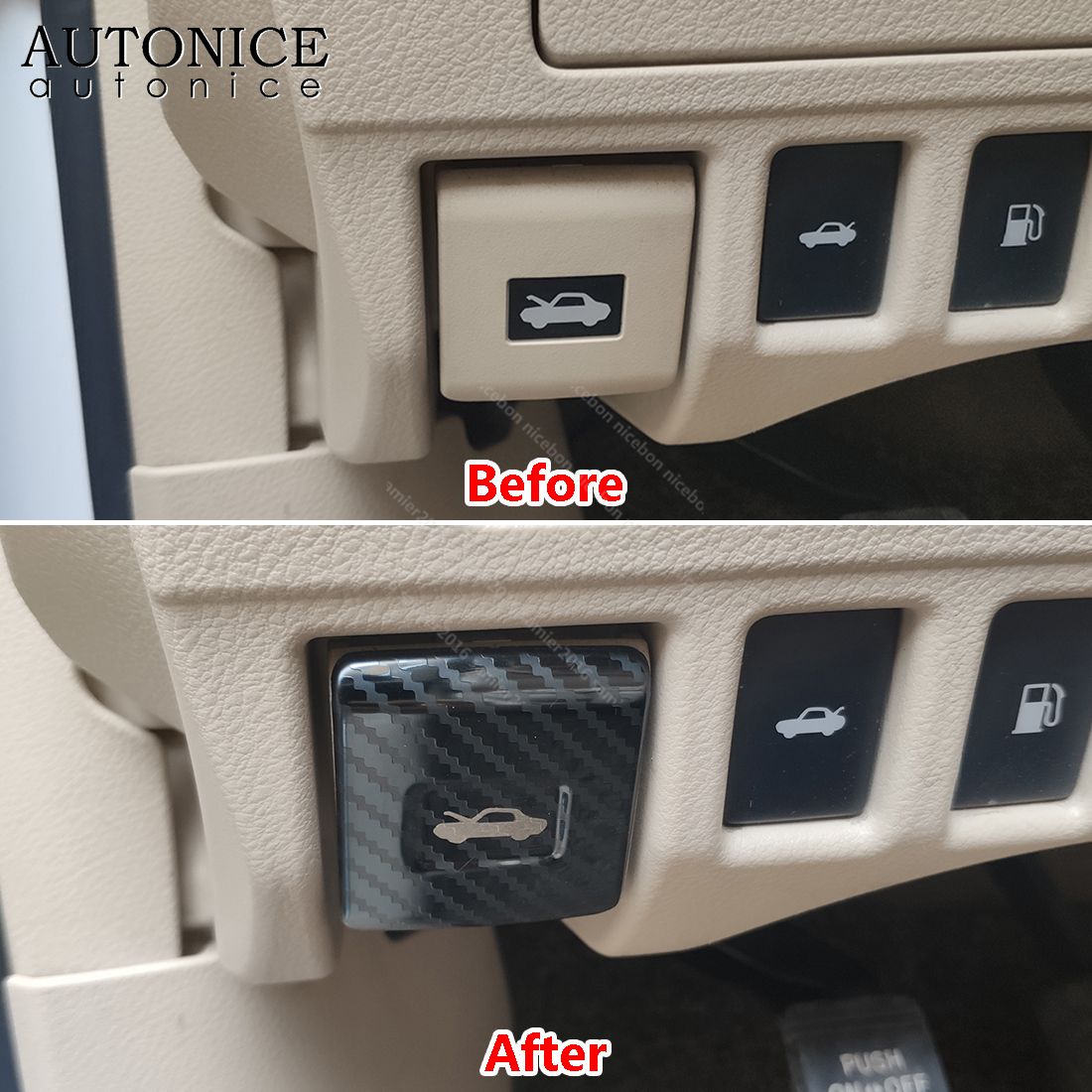Couvercle de commutateur de tête en Fiber de carbone, couleur adapté à Toyota Camry Corolla RAV4 Highlander C-HR Avalon Sienna Vios Yaris Sequoia 4runner