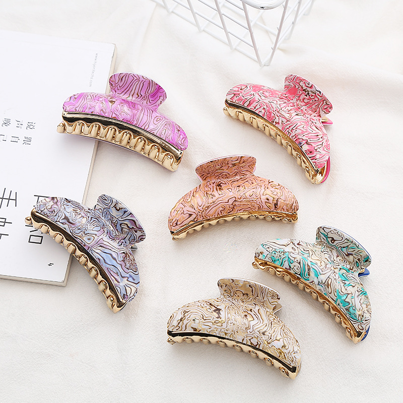 Horquillas acrílicas a rayas para mujer y niña, pasadores grandes de 8,5 cm, a la moda, accesorios para la cabeza
