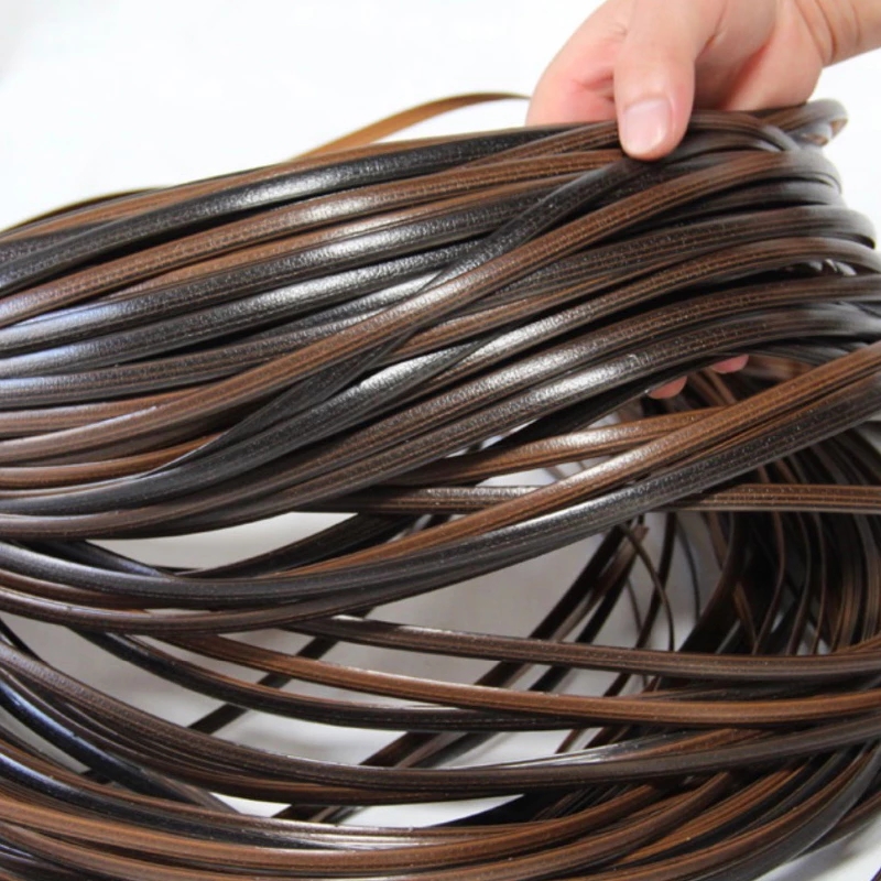 70 metros (500g) Material de tejido de mimbre sintético plano con gradiente de café, mesa de silla de reparación de punto de plástico, ancho de ratán PE: 8mm