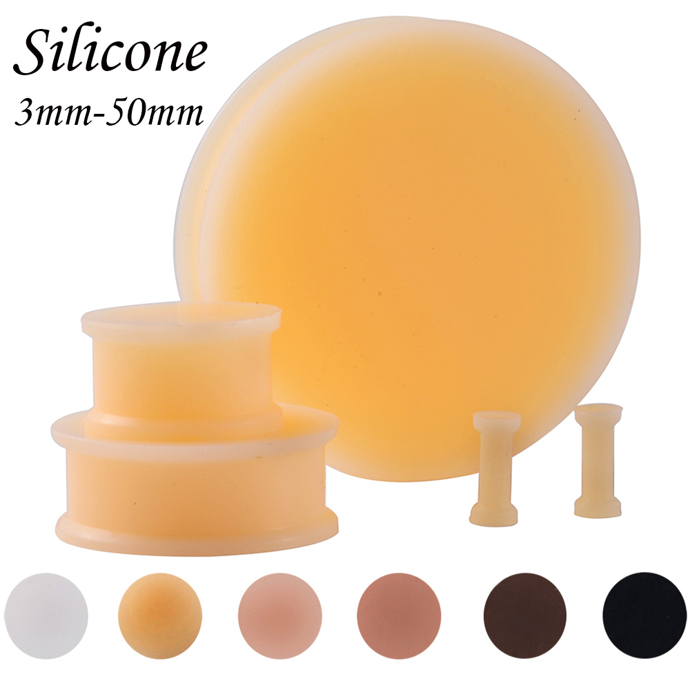 Bouchons d'oreille en silicone à double évasement, tunnels, jauges, civière d'oreille, extenseur, document différent, mode, bijoux de piercing corporel, 2 pièces