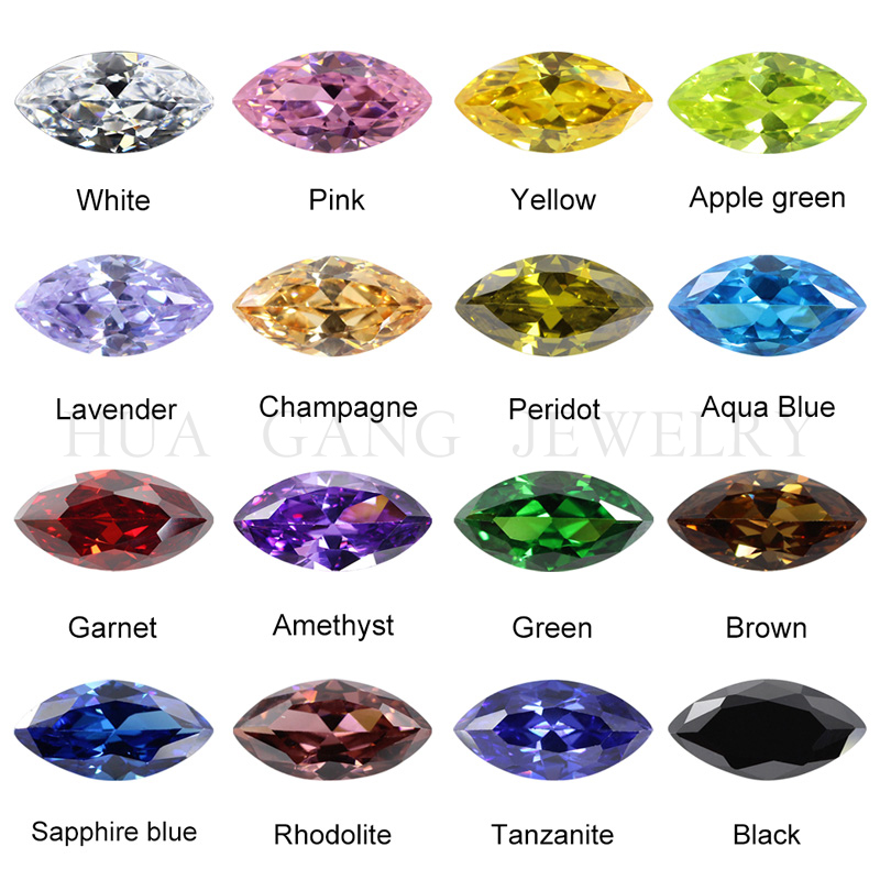 5A Marquise รูปร่างหิน Cubic Zirconia Multicolor Brilliant Cut หลวม CZ อัญมณีสังเคราะห์ลูกปัดสําหรับเครื่องประดับ