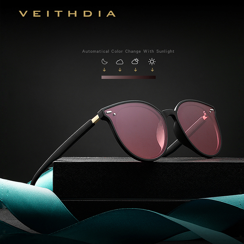 VEITHDIA винтажные фотохромные солнцезащитные очки женские дневные очки ночного видения поляризационные зеркальные линзы солнцезащитные очки для женщин VT8520