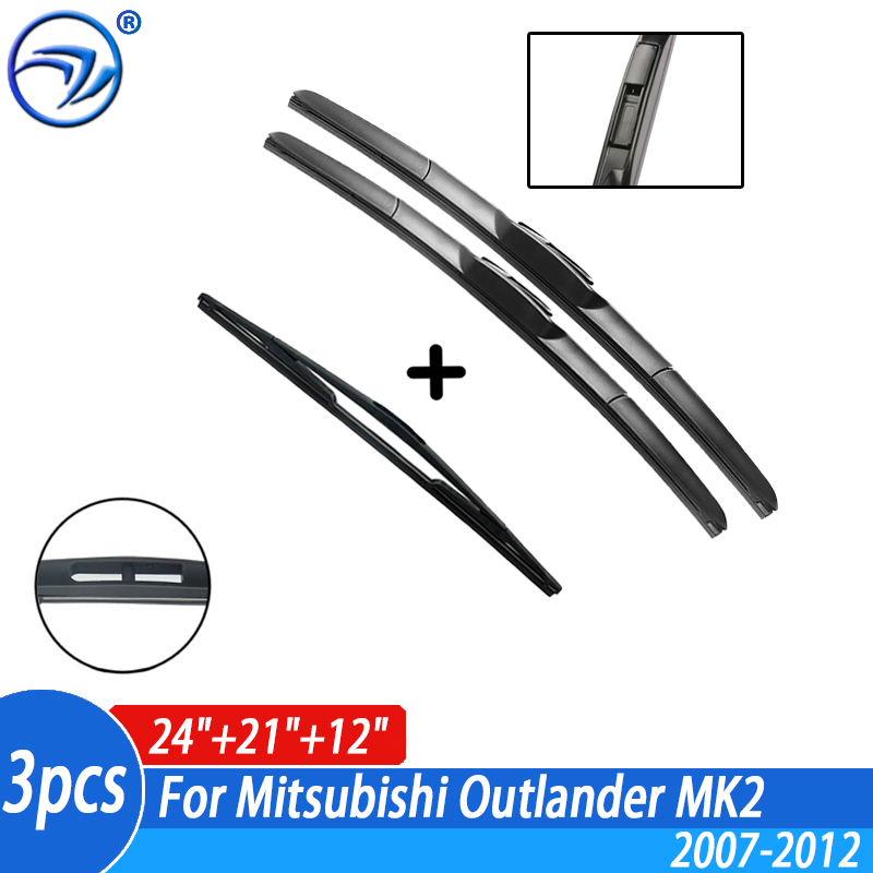 Комплект передних и задних щеток стеклоочистителя для Mitsubishi Outlander MK2 2007-2012 2011 2010 2008 лобовое стекло 24 "+ 21" + 12"