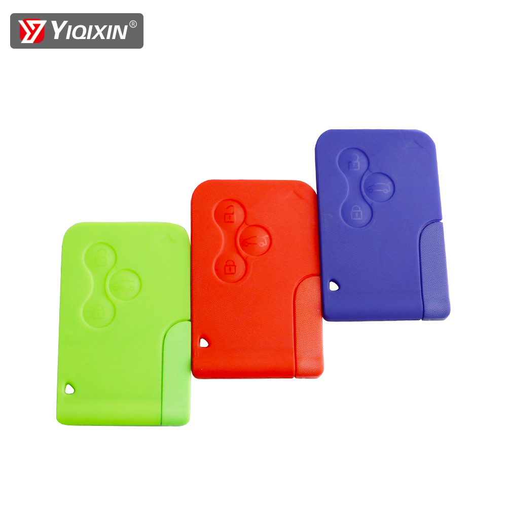 Yiqixin Hoge Kwaliteit 3 Knop Voor Renault Megane 2 3 Clio Grand Scenic Afstandsbediening Auto Sleutel Shell Cover Case Smart card Blade Rood Blauw