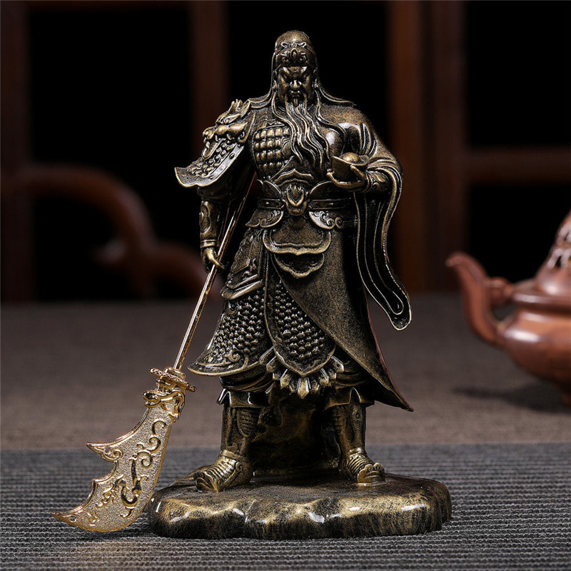 Estátua de Buda Guan Gong Chinesa em Cor Bronze, Ornamentos de Resina, Artesanato Feng Shui, Grande Escultura de Buda, Figuras para Decoração de Casa