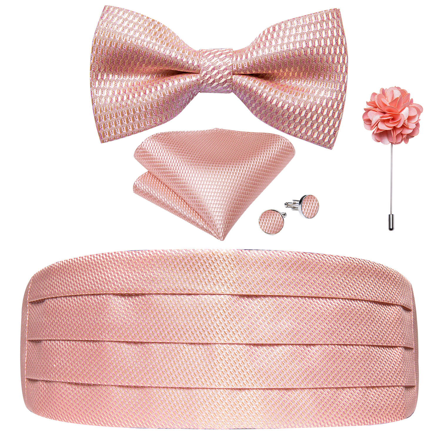 Faja elástica de seda para hombre, conjunto de ramillete y pajarita, cinturón de esmoquin sólido, traje ancho masculino, pretina para boda, fiesta y banquete