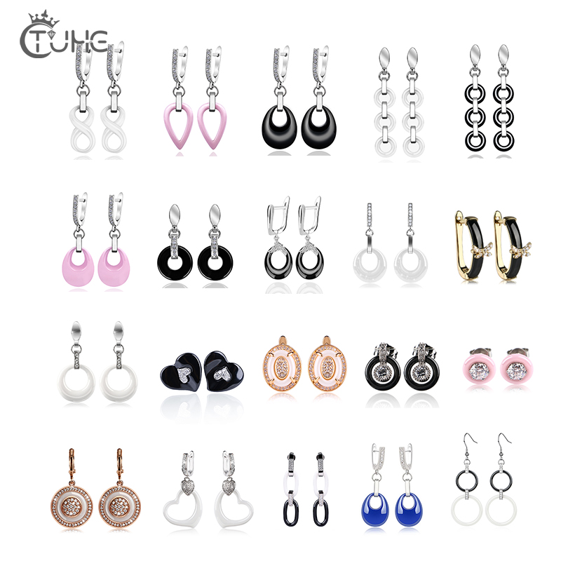 Boucles d'oreilles géométriques en céramique pour femmes, bijoux de noël, différents Styles