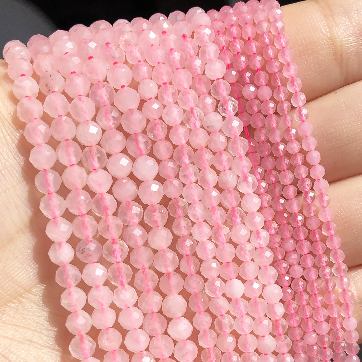 2 3 4mm gemma naturale sfaccettata quarzo rosa branelli allentati del distanziatore della vita per la fabbricazione di gioielli orecchini braccialetto fai da te accessori 15''