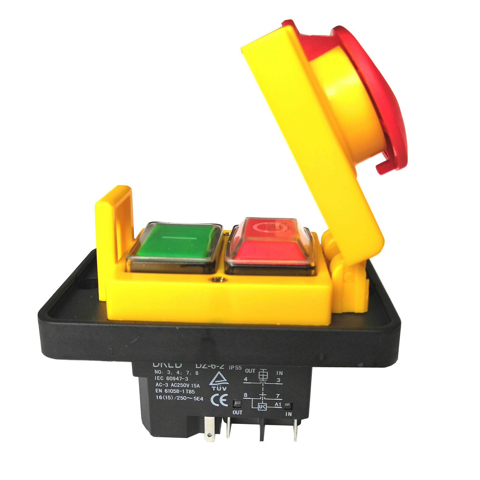 DZ-6-2 15A 250V IP55 Perceuse Électromagnétique Étanche Bouton Poussoir Commutateur Magnétique Machine Commute 5 Broches