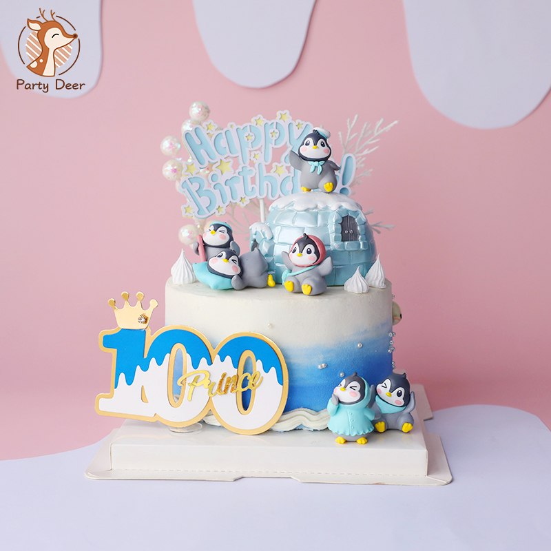 Decoração de pinguim de flocos de nece, iglu menino, menina, estrela, bolo, topo para crianças, suprimentos de festa de aniversário, dia dos namorados, doces, presentes