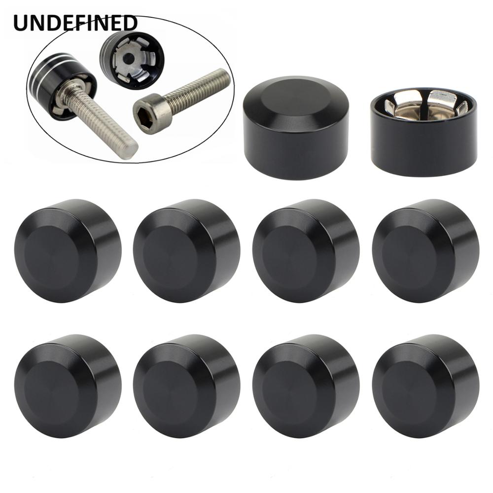 10Pcs รถจักรยานยนต์หัวสลักเกลียวอลูมิเนียมสีดำ Twin Cam มอเตอร์ Toppers สกรู Bolt สำหรับ Honda Harley Sportster Softail dyna