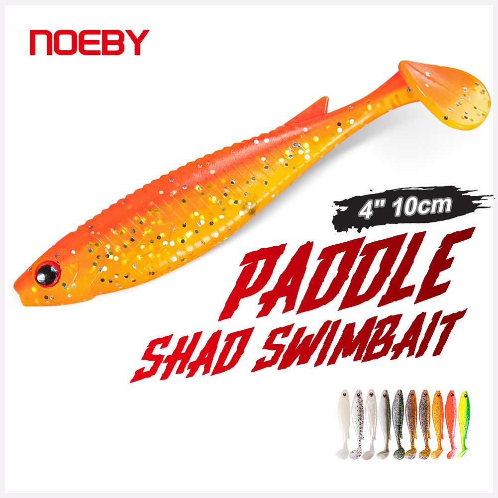 Noeby-Soft Lure z ogonem wiosłowym, Shad, 10cm, 8g, PVC Wobbler, Swimbait, główka jigowa, sztuczna przynęta do łowienia okoni szczupaka, 4 szt.
