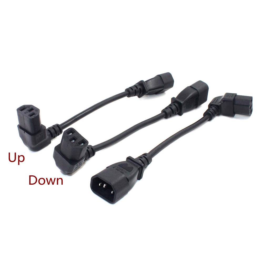 Conector de cable de alimentación de extensión PDU/UPS IEC 320 C14 macho a C13 hembra arriba/abajo ángulo recto de 90 grados