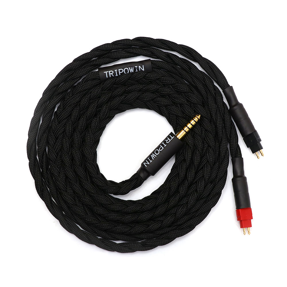 Vorbestellung Tripowin GranVia 26AWG 36 Stränge x 4-adriges handgefertigtes Kopfhörer-Ersatzkabel für HD650 HD580 HD800 ANANDA Schwarz