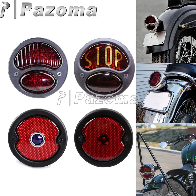 Vintage Old School Motorcycle Staart Remlicht Kentekenverlichting Ronde Achterlicht voor Harley Chopper Bobber Cafe Racer Scramble