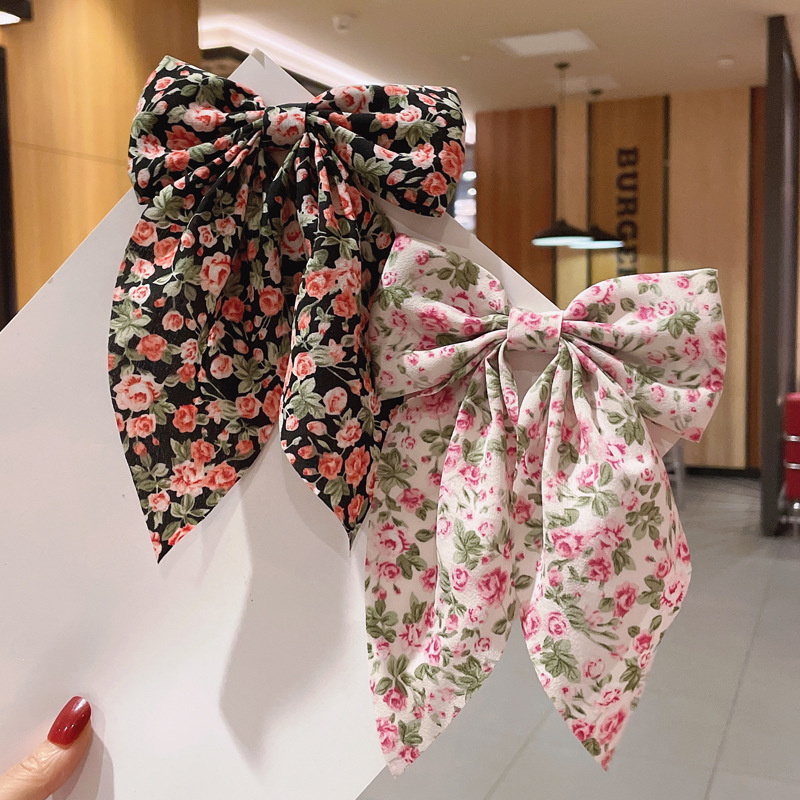 New Fashion Beautiful sweetPrint Bow Flower semplicità Bow forcine Barrettes per donna accessori per ragazze copricapo