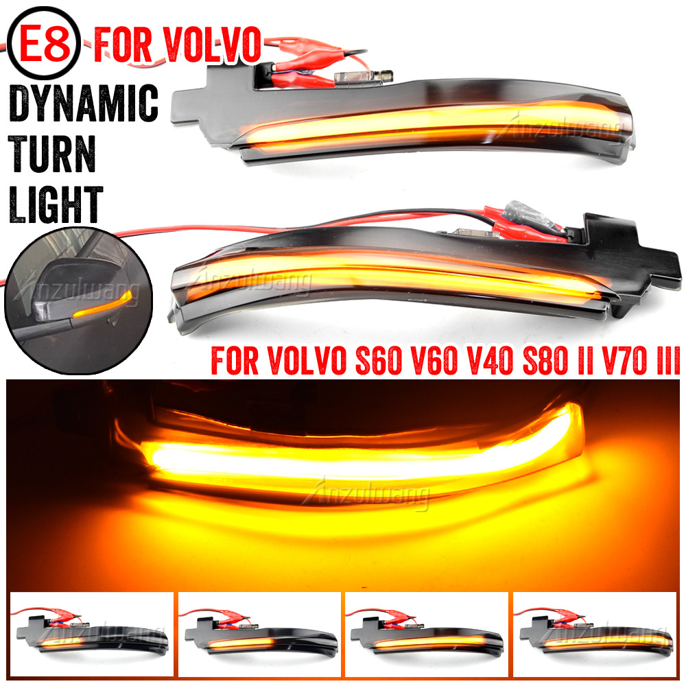 2 luces LED secuenciales dinámicas para espejo lateral, intermitentes, para Volvo S60 CC, S60 II, S80 II, V40 CC, 40 II, V60 CC, V70