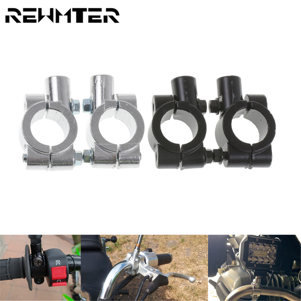 Pince de montage de rétroviseur de moto, adaptateur de support de rétroviseur, argent noir métal 22mm 25mm guidon 10mm 8mm filetage 2 pièces