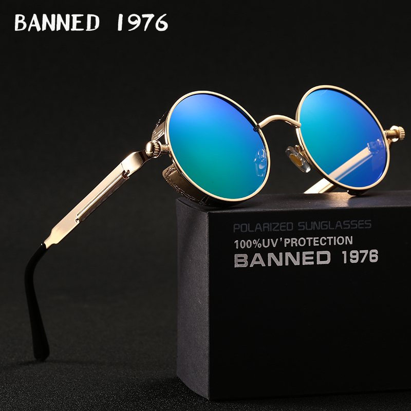2022 HD Occhiali da sole rotondi polarizzati in metallo UV400 Occhiali da sole da uomo Feminin Occhiali da sole vintage da donna Gafas De Sol in metallo con scatola