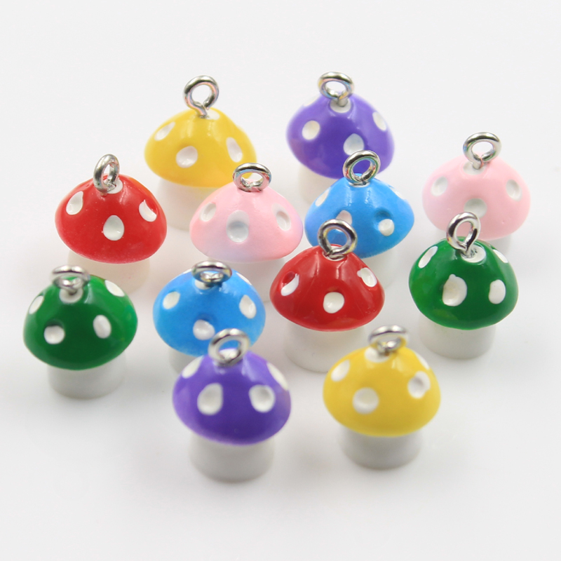 15 Buah Jimat Warna-warni Indah 3D Jamur 16X12X12Mm Liontin Kerajinan Membuat Temuan Buatan Tangan Perhiasan DIY untuk Anting Kalung