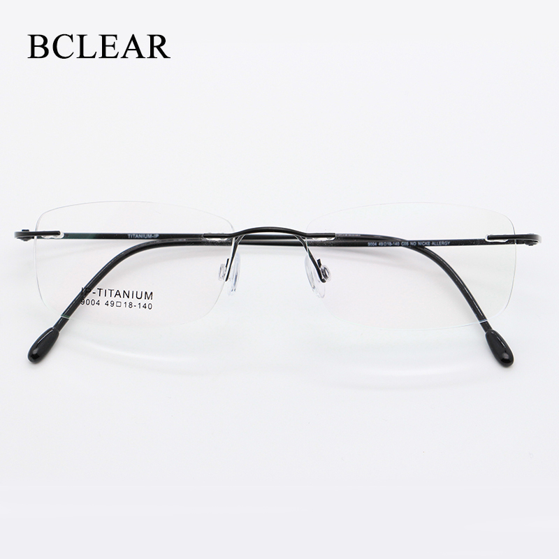BCLEAR-gafas sin montura de titanio para hombre y mujer, anteojos Unisex ultraligeros sin marco, monturas ópticas de moda, 49-18-140, 9004