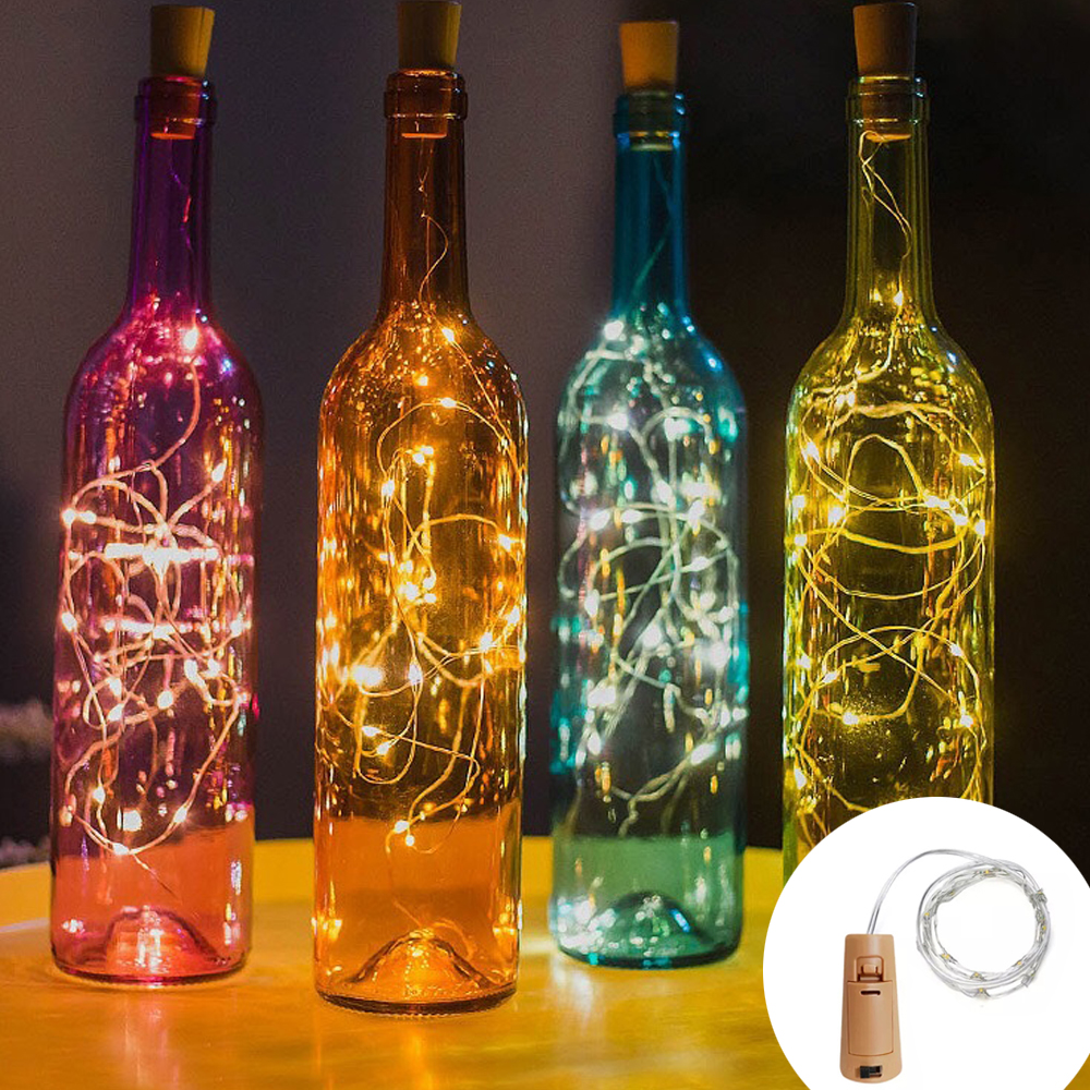 Guirnalda de luces LED de corcho para botella de vino, decoración de vacaciones, luces de hadas para botella de vino, cadena de alambre de cobre de Navidad
