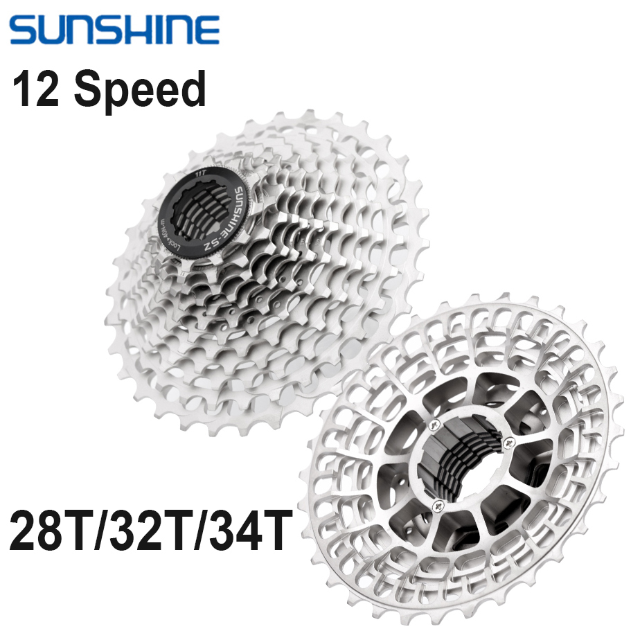 SUNSHINE Ultralekki 12-biegowy kasetowy rower szosowy 11T-28T/32T/34T 12V koło zamachowe K7 12S wolnobieg dla Shimano M6100
