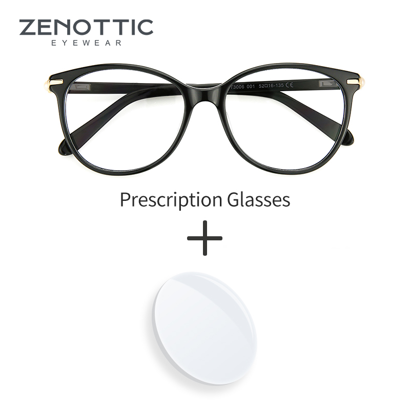 Zenottic óculos de prescrição de acetato feminino estilo olho de gato armação de óculos ópticos miopia luz azul bloqueando óculos de prescrição