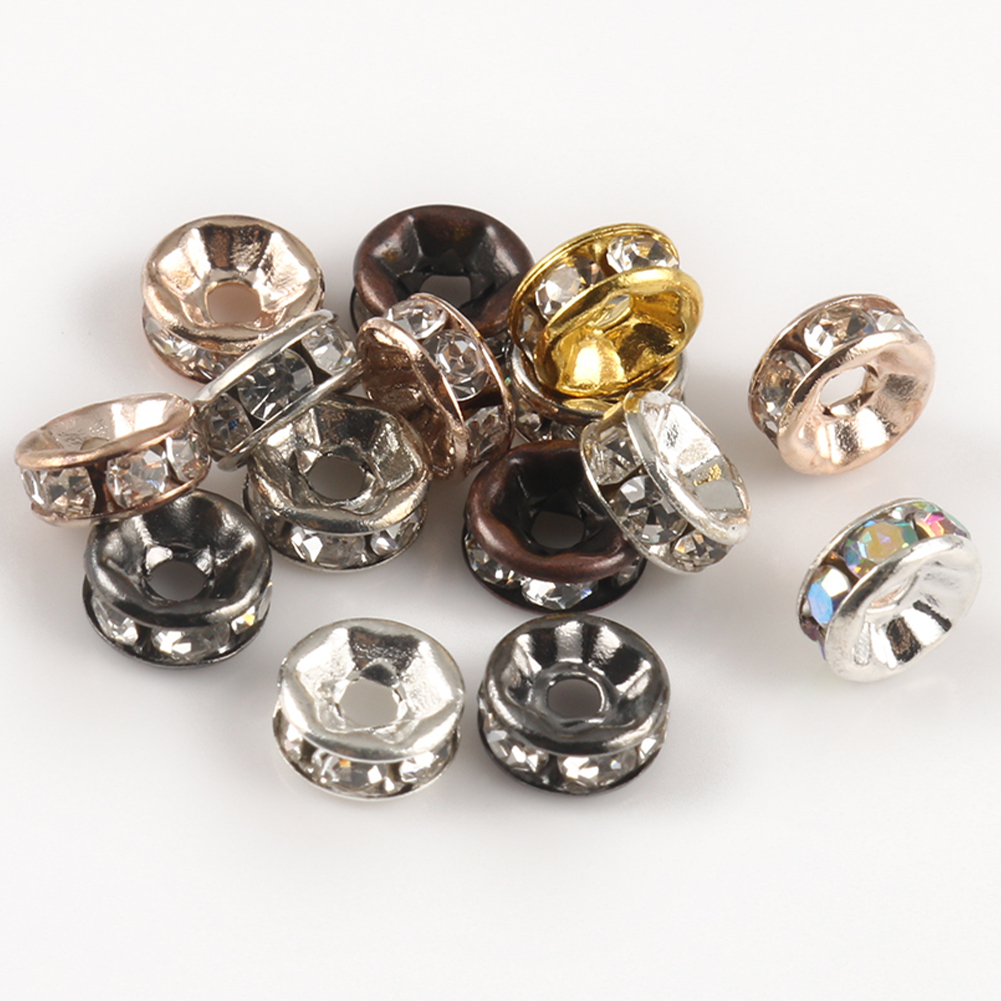 100 sztuk/partia czerwony miedź Rhinestone Rondelle kryształ koralik Big Hole luźne Spacer koraliki dla DIY tworzenia biżuterii akcesoria Supplie
