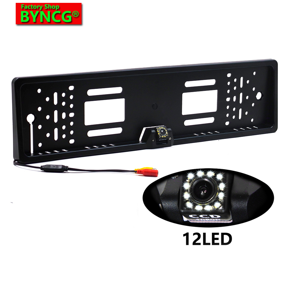 BYNCG 2021 Nieuwe Collectie Europese Auto Kenteken Frame Auto Reverse Backup Achteruitrijcamera 12 LED Universele CCD Nachtzicht