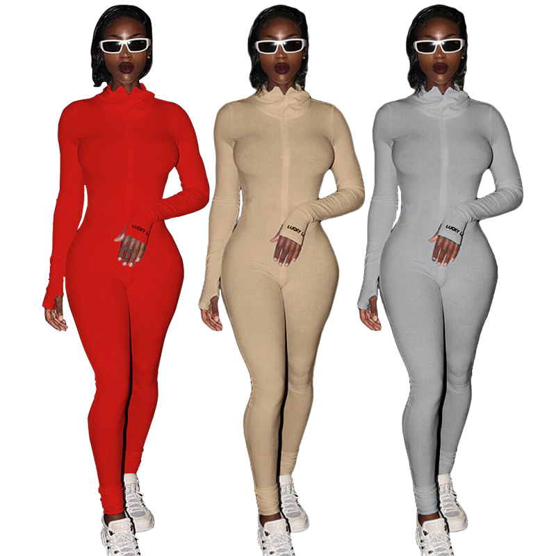 Streetwear White Knitted Sexy Bodycon Lucky Label Jumpsuit Women Overall 2025 Long Sleeve Skinny Rompers Womens Jumpsuit Female