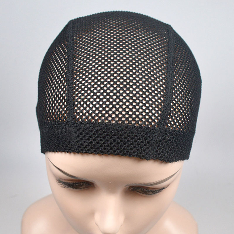 1PC Big Hole ตาข่ายโดมหมวกวิกผมผม Nets ขนาดใหญ่สีดําโดมหมวกสําหรับทําวิกผมแถบยืดหยุ่น Wave หมวก