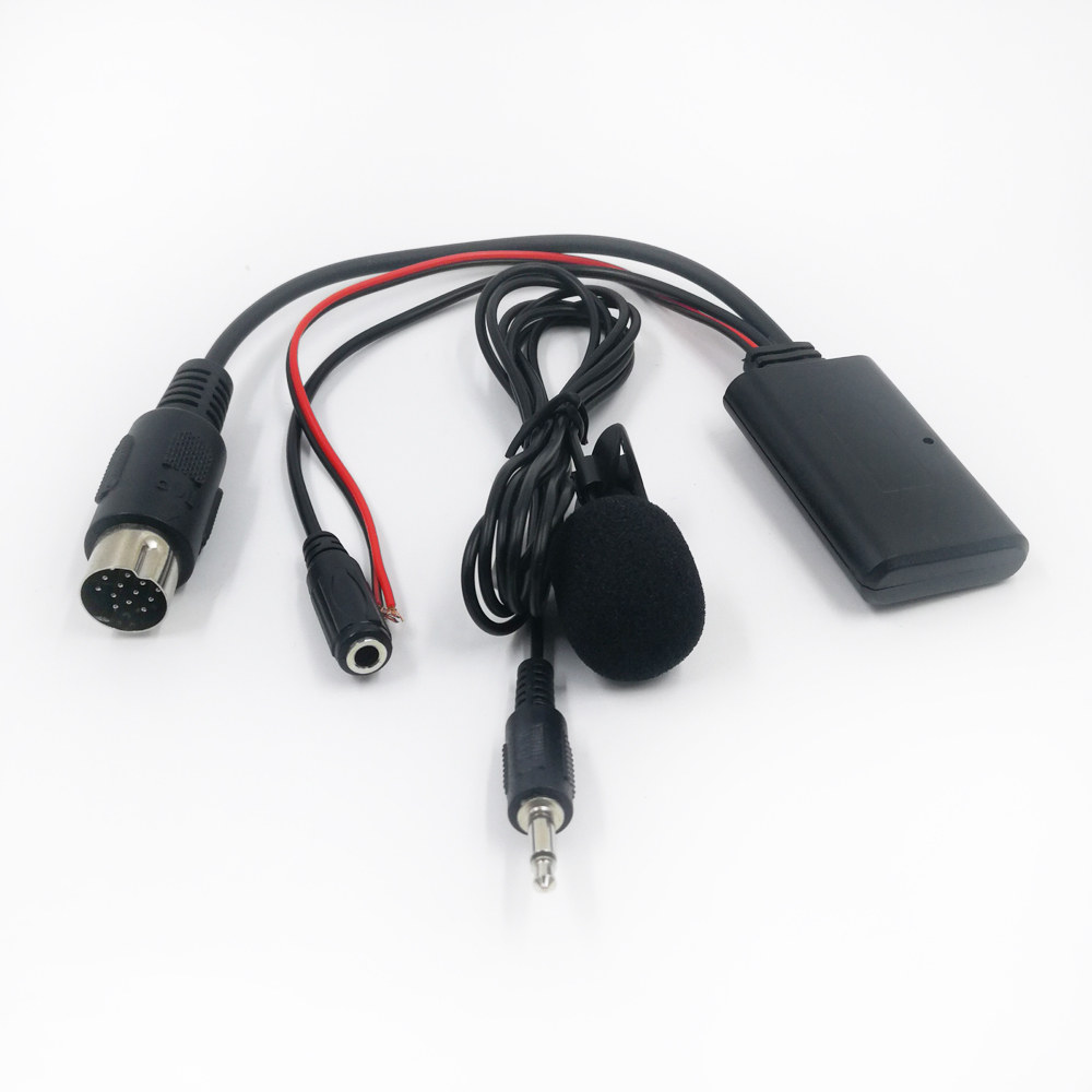 Biurlink Perangkat Adaptor AUX Modul Bluetooth Stereo Mobil AUX-IN Kabel Audio Mikrofon Bebas Genggam untuk Port Kenwood 13-Pin