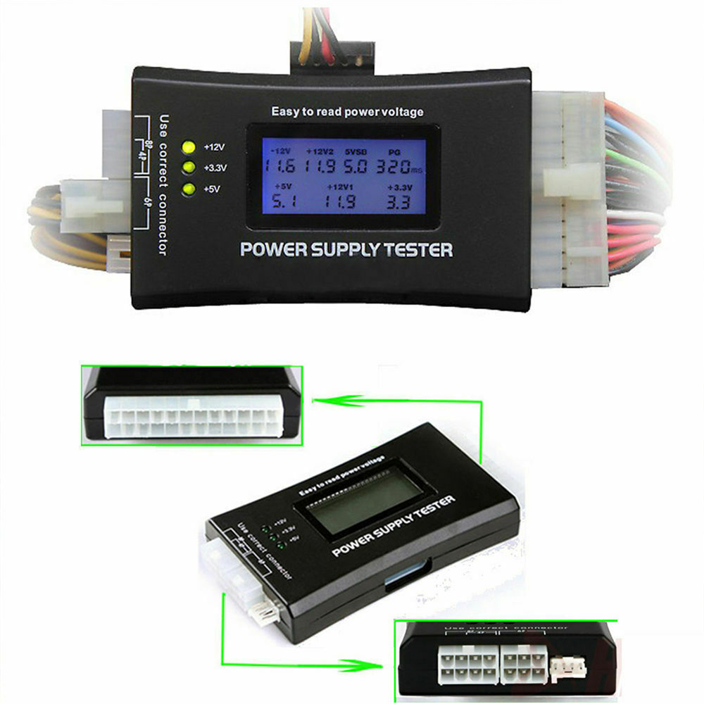 PC Computadora LCD 20/24 Pin 4 PSU ATX BTX ITX SATA HDD Probador de fuente de alimentación digital