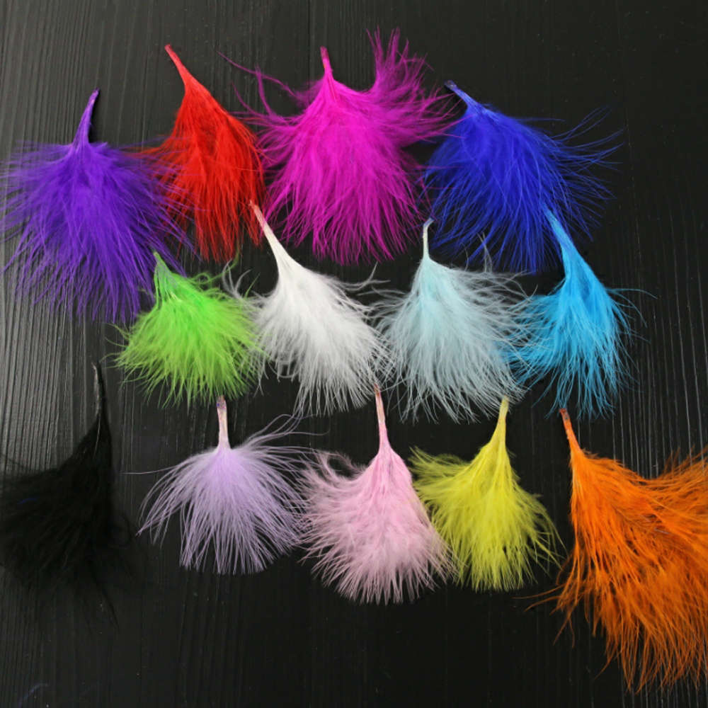 50 pièces/lot! Plumes de marabout de dinde multicolores de 6-10 cm, Plumes décoratives en vrac, Matériaux pour la fabrication de mouches de pêche à la mouche