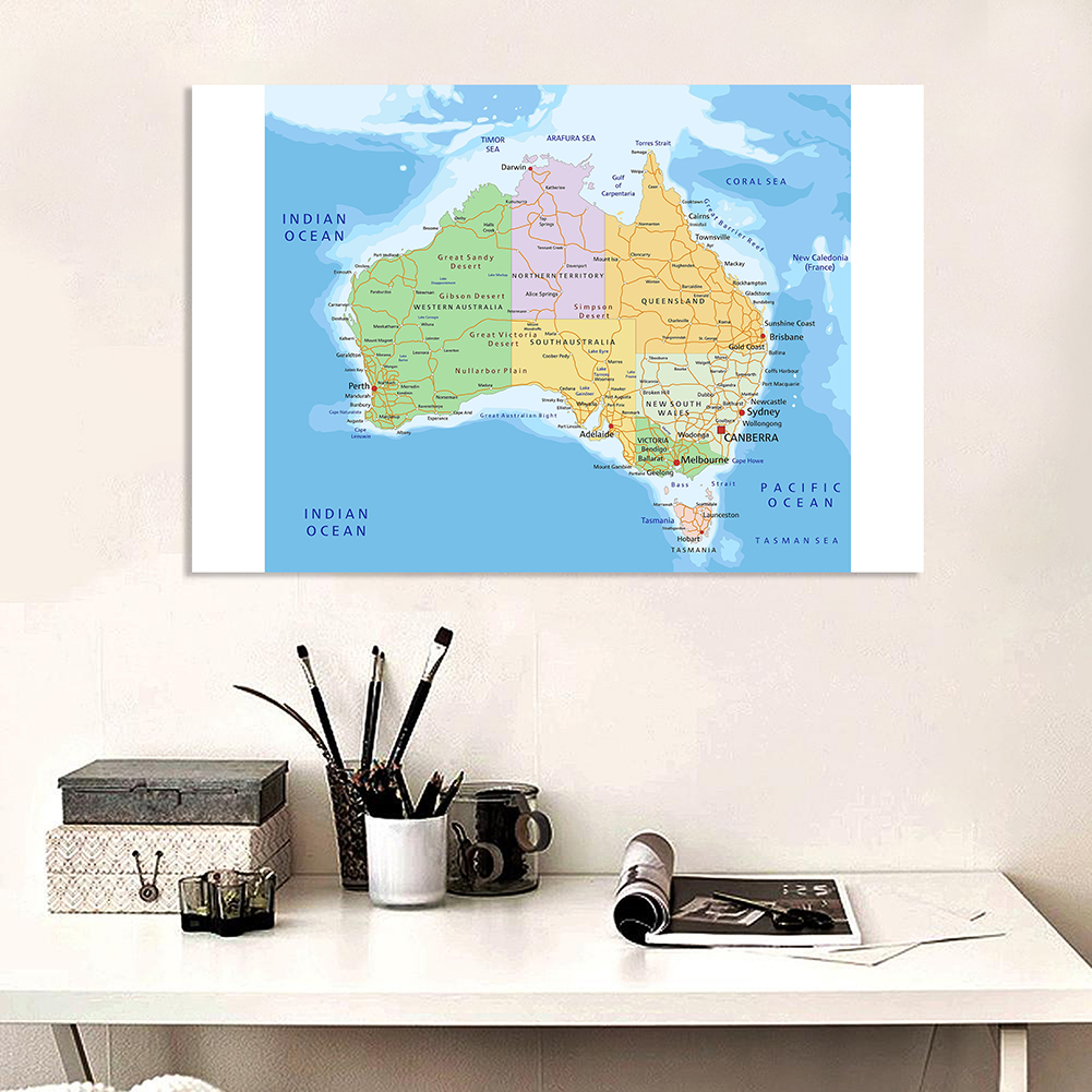 150*100Cm Chính Trị Và Tuyến Giao Thông Bản Đồ Của Úc Tường Poster Không Dệt Vải Tranh Nhà trang Trí Đồ Dùng Học Tập