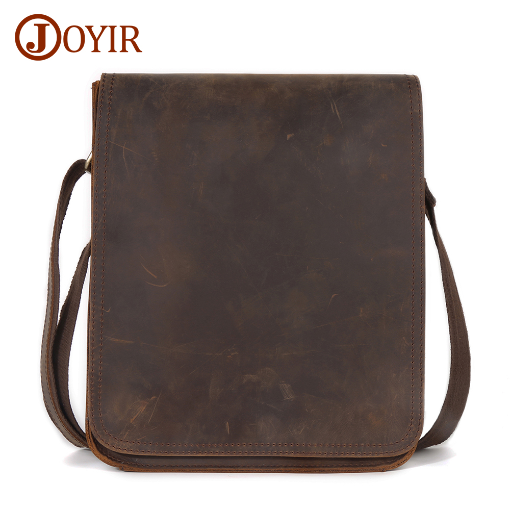 JOYIR Vintage Da Ngựa Nam Túi Vạt Áo Khoác Nam Nhỏ Thời Cho 9.7 "Ipad Du Lịch Làm Việc túi Đeo Vai