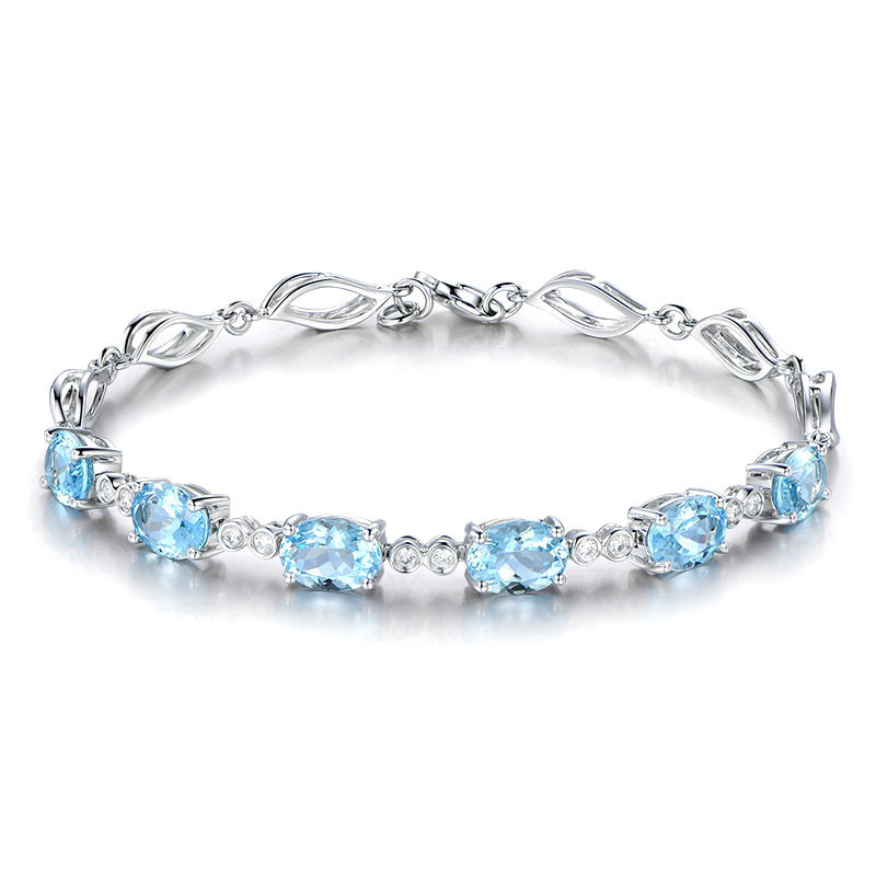 Gaya Baru 925 Sterling Silver Gelang Indah Safir Perak Gelang untuk Wanita Pesona Perhiasan Hadiah