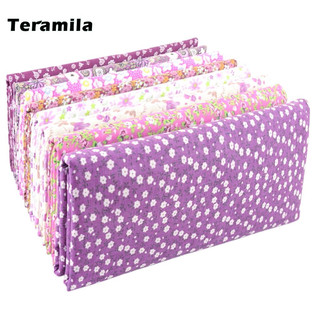 Teramila สีม่วงรูปแบบดอกไม้100% Cotton พิมพ์ Patchwork ผ้าผ้าศิลปะเย็บ DIY งานฝีมือทำด้วยมือเย็บปักถักร้อย