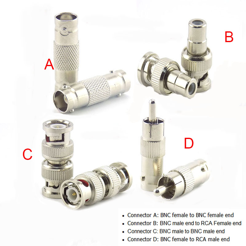 2/5/10 Uds conector hembra BNC a hembra BNC macho a macho RCA hembra BNC hembra a RCA macho adaptador enchufe para sistema cámara CCTV