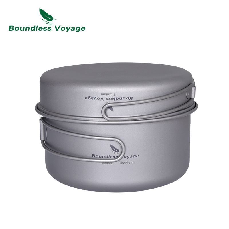 Tasse Portable de Voyage sans limites, ensemble de casseroles en titane avec poignées pliantes, Camping randonnée en plein air, cuisinière ultralégère, vaisselle
