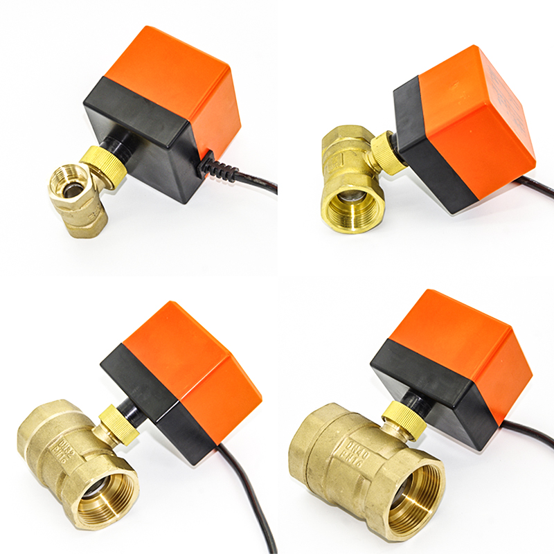 Válvula de bola motorizada de 1/2 "3/4" 1 "2" 220V 12V 24V Válvula de bola eléctrica de latón con control de 2 puntos y 3 cables