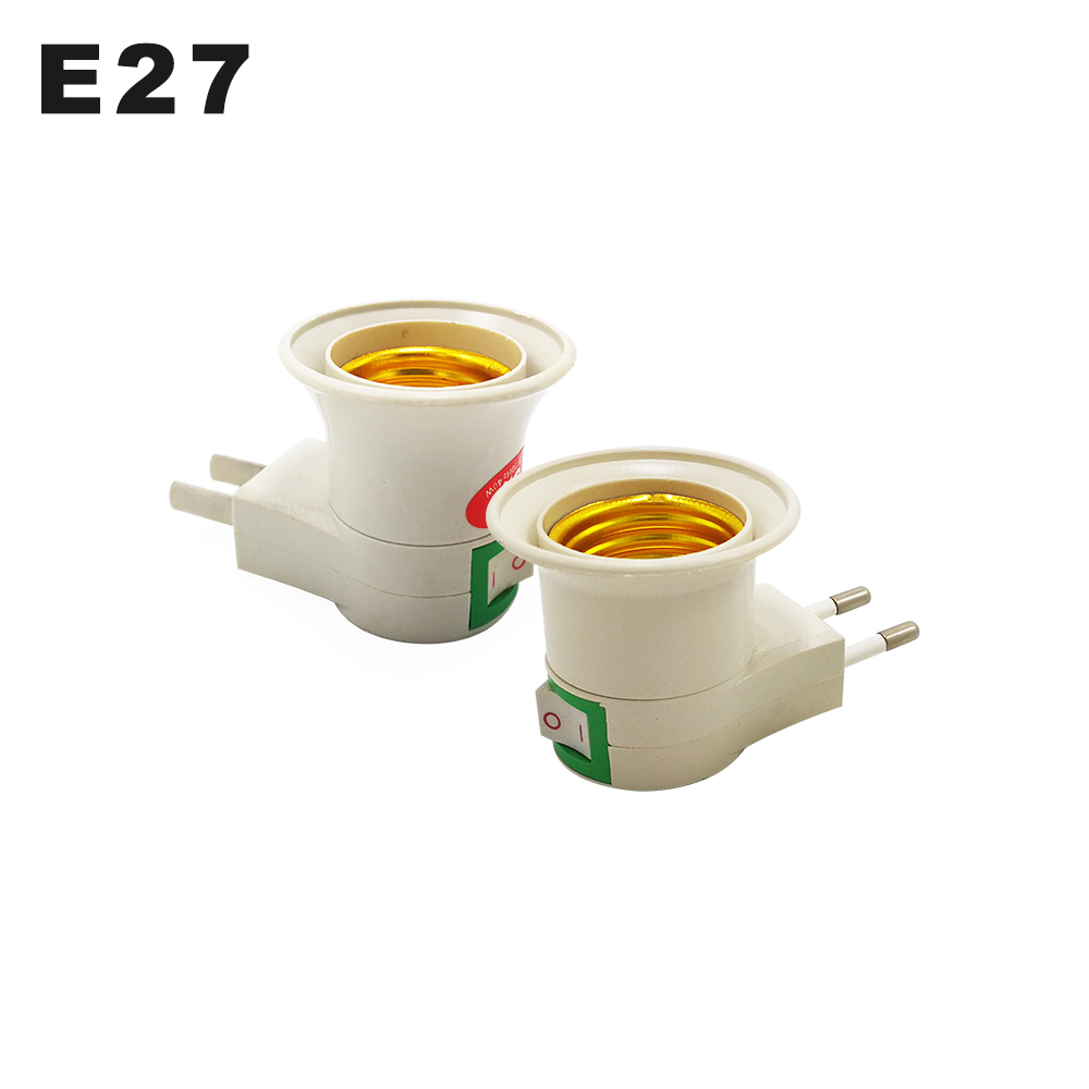 E27 Wand-montage Lampe Halter Konverter E27 Schalter Lampe Basis Runde Fuß Schraube UNS EU Stecker Mit EIN/AUS-Taste LED Licht Männliche Buchse