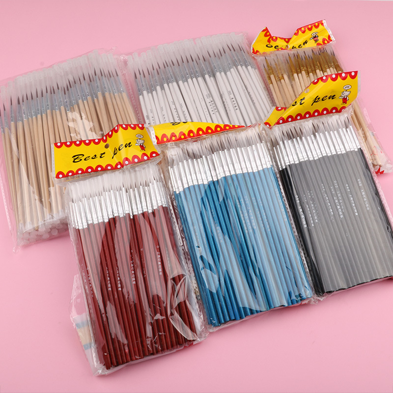 100 pçs/set fino pintado à mão fino gancho linha caneta multicolorido baton desenho arte caneta pincel materiais de arte escova de náilon especial
