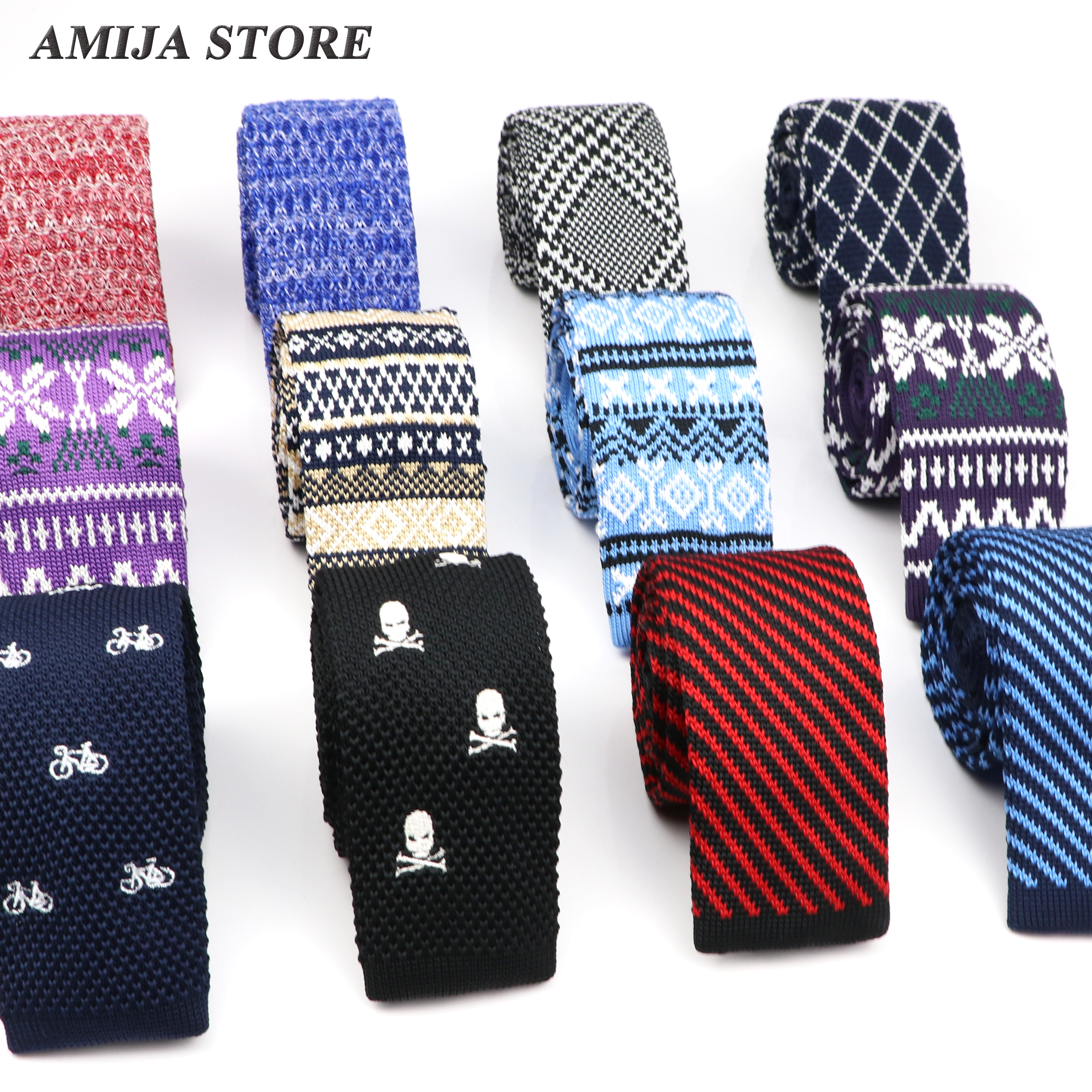 Gravata de tecido quente com impressão gravata de malha masculina crânio floral flor magro gravata de malha estreita para homens fantasia cravat uso diário presentes