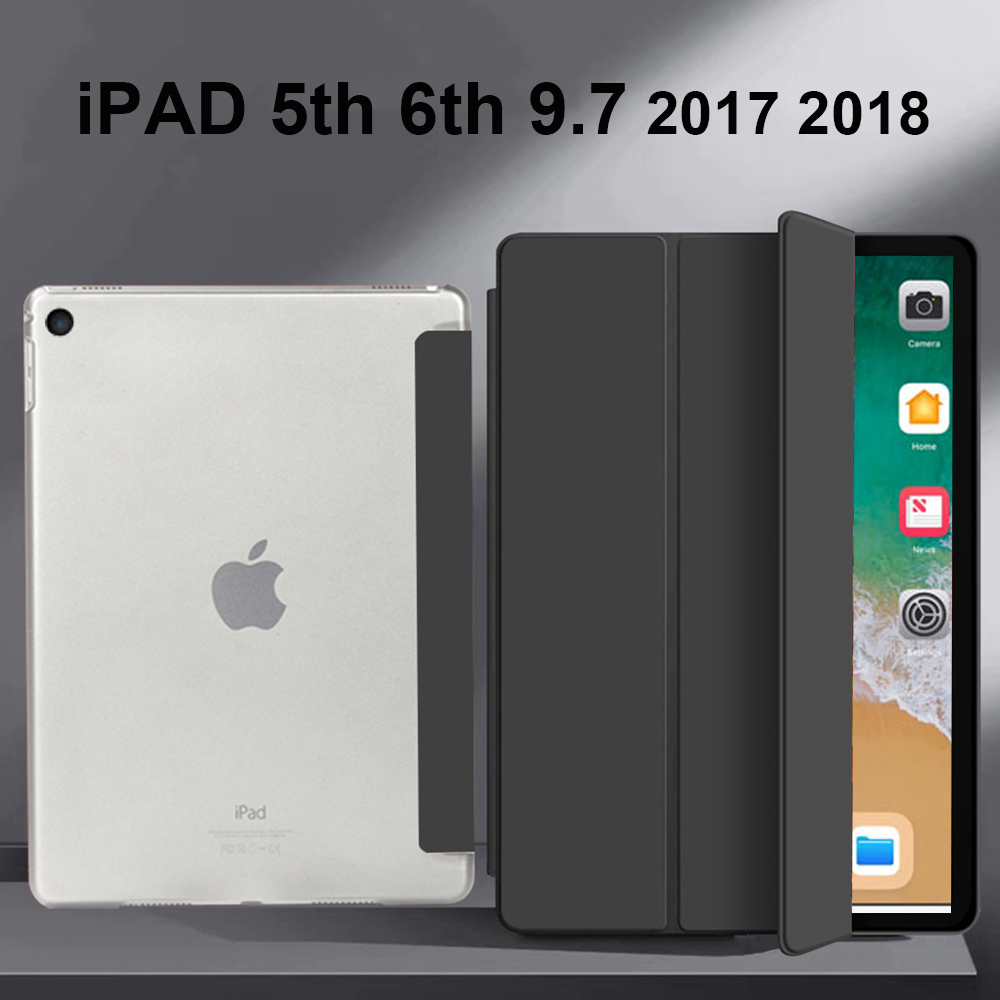 Para Apple iPad 5 6 Funda para tableta soporte triple Funda de cuero PU para iPad 5th 6th Generación 2017 2018 Auto Wake Funda